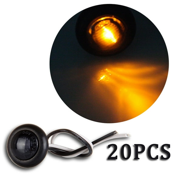 ECCPP Universal 20 Pack 1" Round Amber Side Marker Light fit for Truck Pickup Boat Trail LED Side Marker Clearance Identification Light