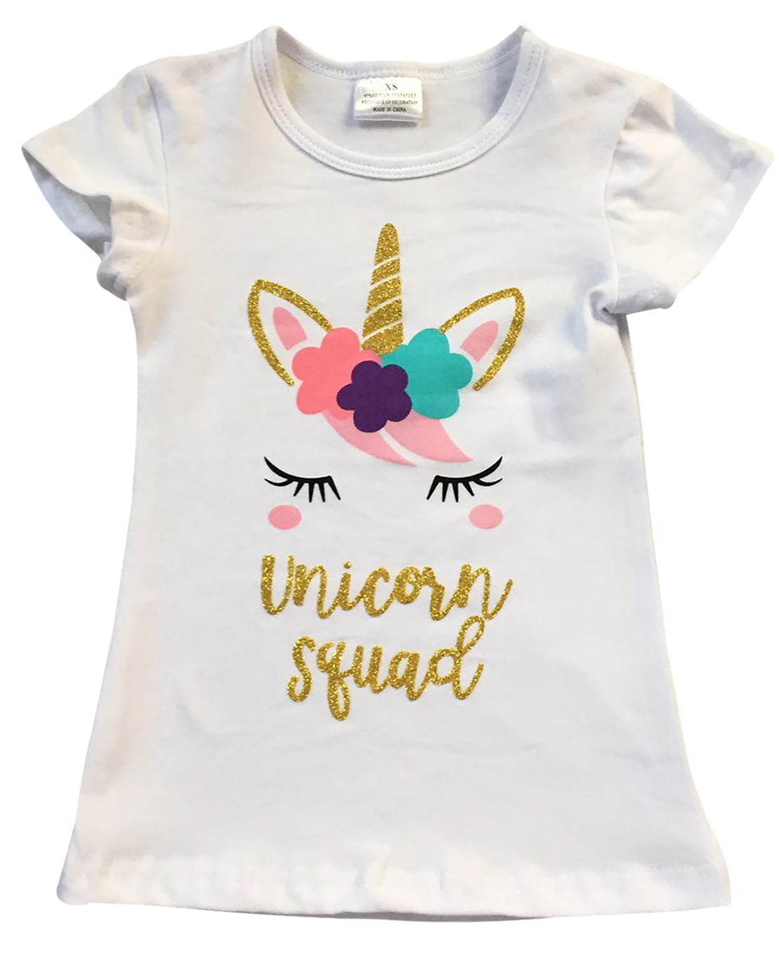 Little Girl Colored Short Sleeve Unicorn All Over Tee T-Shirt Top 2t-8