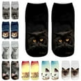 thumbnail image 1 of Flmtop Chaussettes Décontractées pour Femmes et Hommes, Mode Animal Mignon Imprimé Chat 3D, Douces à la Cheville, 1 of 7