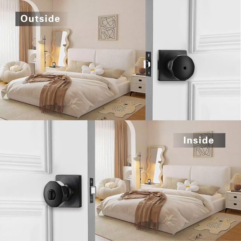 Round Doorknob with Keys Metal Handle Knob Entrance Lock Interior Door Handle