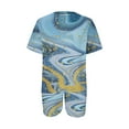 thumbnail image 4 of Summer Savings Short Sets Xihbxyly Linen Short Sets for Women Summer 2 Piece Outfits Elastic Waist Suit Plus Size Round Neck Short Sleeve Tops & Shorts Sets Blue M, 4 of 5