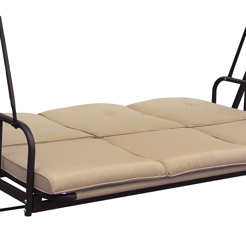 Kepooman 3 Persons Luxury Outdoor Porch Swing Chair, Foldable Hanging Porch Swing Chair Seat for Porch, Patio, Garden, Khaki Kepooman 3 Persons Luxury Outdoor Porch Swing Chair, Foldable Hanging Porch Swing Chair Seat for Porch, Patio, Garden, Khaki