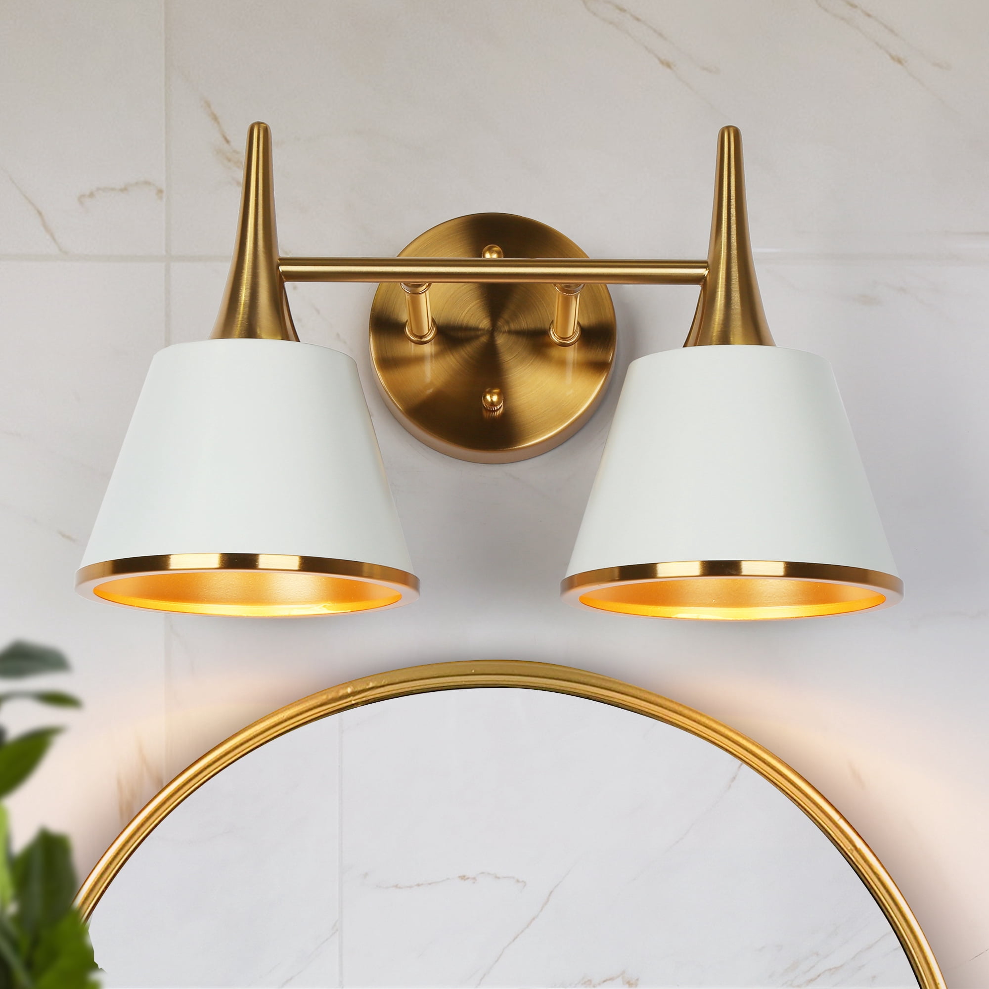 LNC Idaikos 14-in 2-Light Matte Gold LED Modern/Contemporary Vanity Light Bar