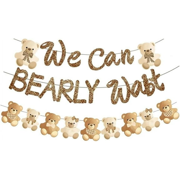 Bearly Wait Banner Bear Baby Shower Party Supplies Bearly Wait Growth Baby Shower Decorations Brown Glitter Scallion Powder Sparkling Flag for Boy Girl Gender Reveal Party