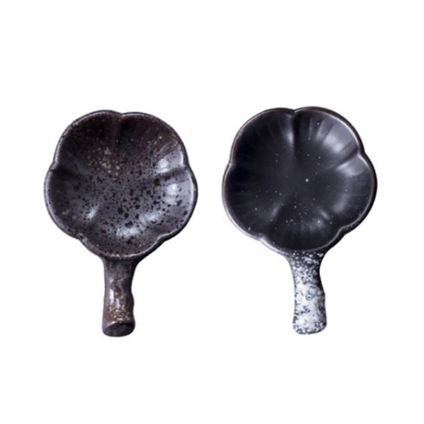 2 piezas de cerámica para palillos, soporte para estante, platillo, vinagre, salsa de soja, plato para hotel en casa (color aleatorio)