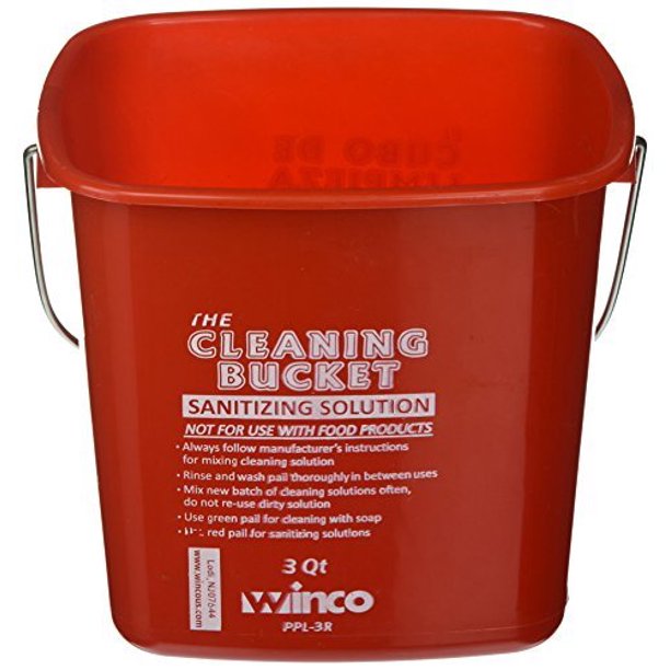 Winco PPL3R Cleaning Bucket, 3Quart, Red Sanitizing Solution by Winco