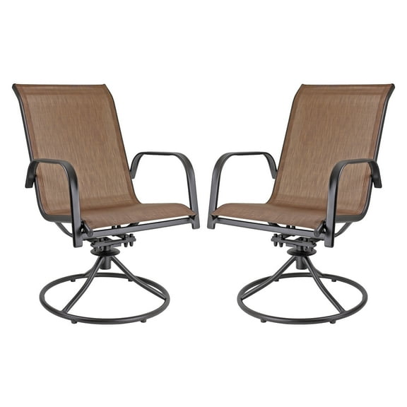 Garden Elements Swivel Outdoor Rocker Chairs with 360° Swivel & Rocking Motion, Weather-Resistant Fabric & Powder-Coated Steel Frame, Espresso (Set of 2)