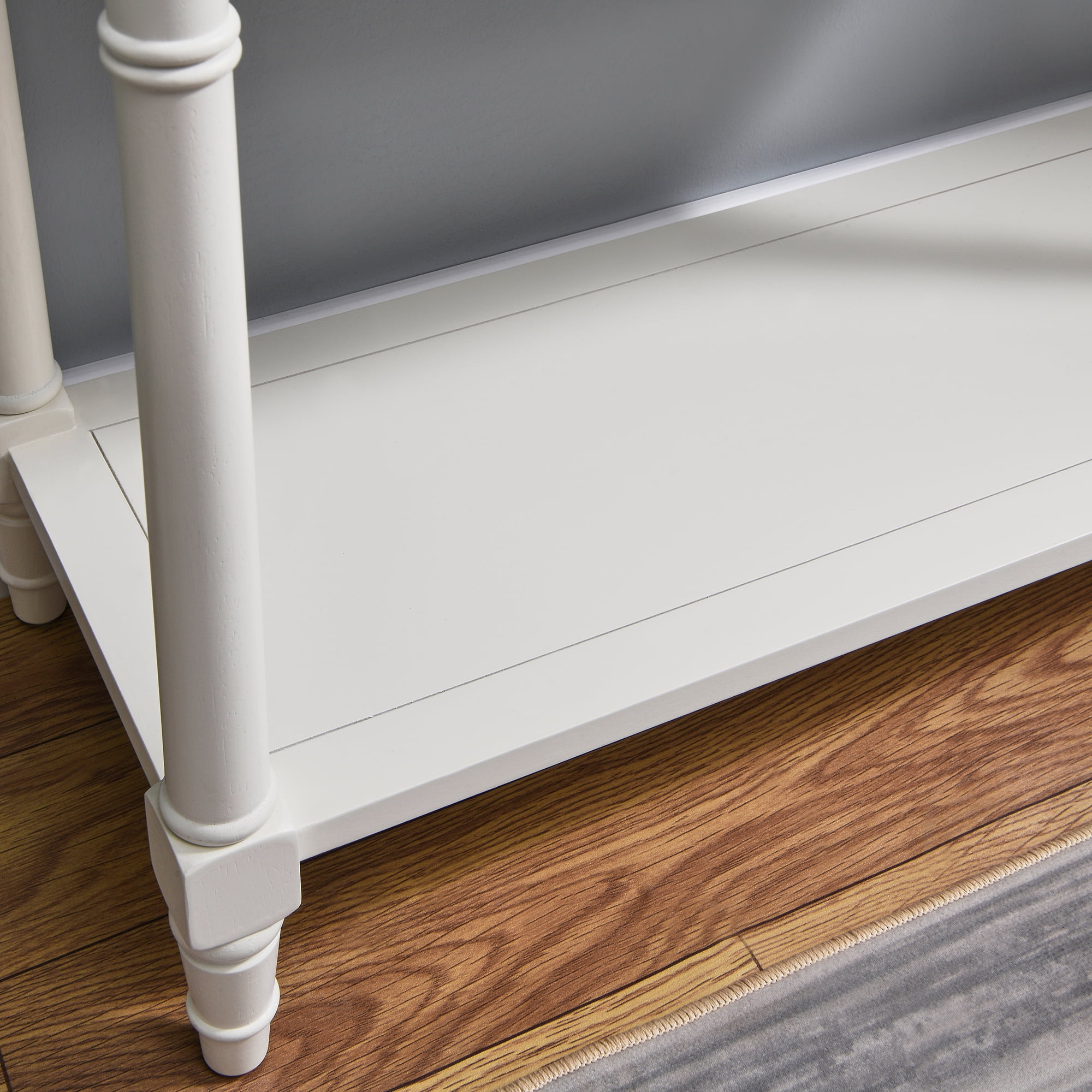 JESONVID Solid Wood Console Table with 2 Drawers, 2-Tier 35.4" X 30" Accent Sofa Table with Multilayer Storage Shelf Rustic Hall Entryway Tables for Living Room Home Office-White
