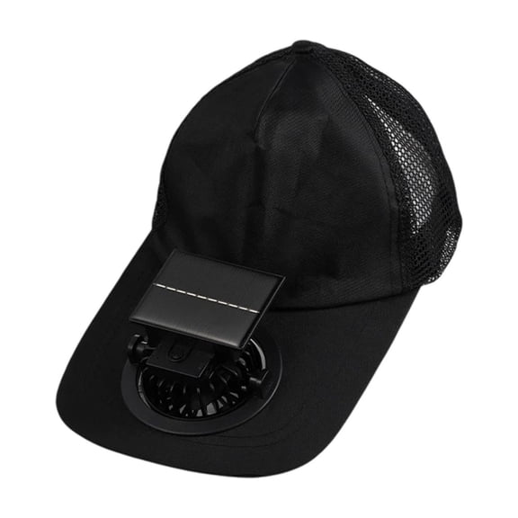 Black Solar Powered Fan Hat Usb Rechargeable 360 Adjustable Fan Head Sun Protection Outdoor Cap 6.3X5.12In 650Mah Battery Solar Usb Charging All Day Use
