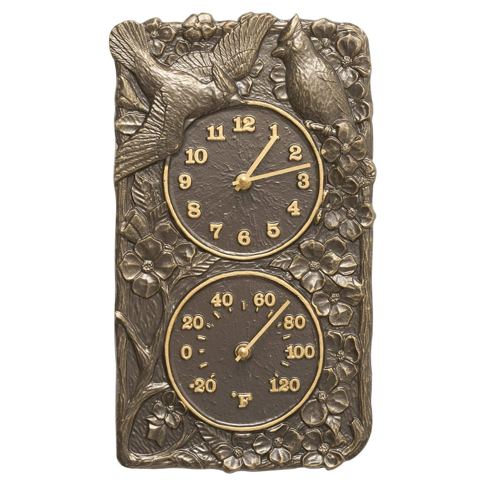 Whitehall Products Cardinal Combo Outdoor Wall Clock and Thermometer