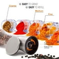 thumbnail image 2 of Mincham Pepper Grinder or Salt Grinder, Best Spice Mill with Ceramic Blades, Adjustable Coarseness, Brushed Stainless Steel Cap, and Refillable Tall Glass Body with 6OZ Capacity (7.5" Tall), 2 of 7