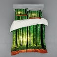 thumbnail image 2 of Ambesonne Nature Bedding Set 3 Pcs, Sunlight Forest Trees, Twin, Green Brown, 2 of 3