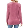 thumbnail image 3 of Womens Ribbed Knitted Fall Sweater, Long Sleeve Pullover for Women Fashion Loose Fit Solid Color Lace V Neck Sweaters, 3 of 6
