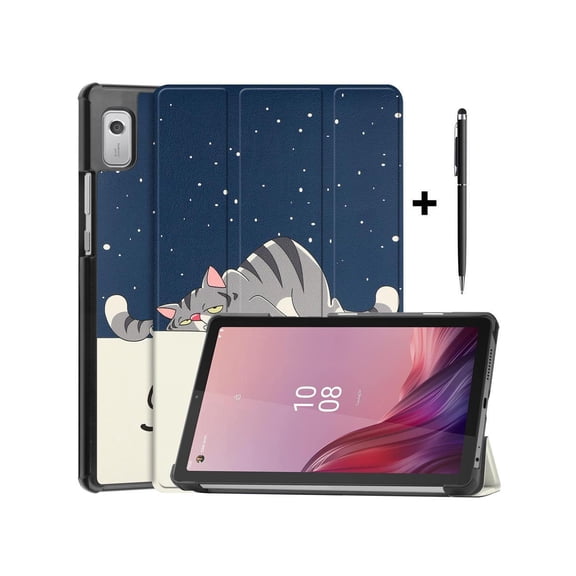 Case for Lenovo Tab M9 2023 9 inch Tablet Model TB310XU / TB310FU, Slim Lightweight Stand Hard Shell Protective Cover with Stylus Pen Lazy Cat