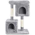 thumbnail image 1 of Yaheetech 33.5" Height Plush Cat Tree with Double Condos and Scratching Posts, Light Gray, 1 of 7