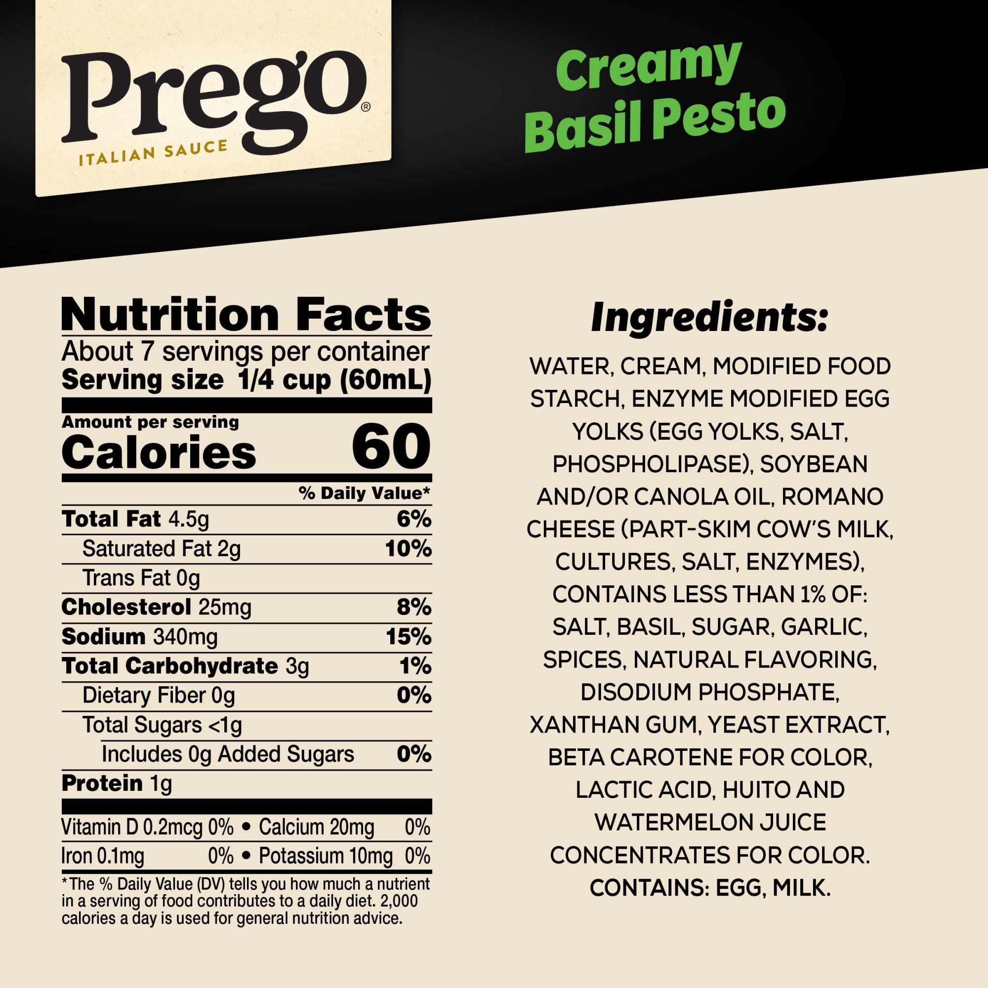 (4 pack) Prego Creamy Basil Pesto Pasta Sauce, 14.5 oz Jar