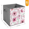 Bybiment 6PCS Fabric Storage Cubes, Watercolor Pink Flowers Berries