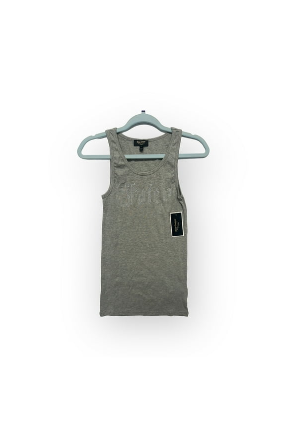 Tank Top Women's Gothic Crystal Logo Ribbed Sleeveless Shirt Gray (M)