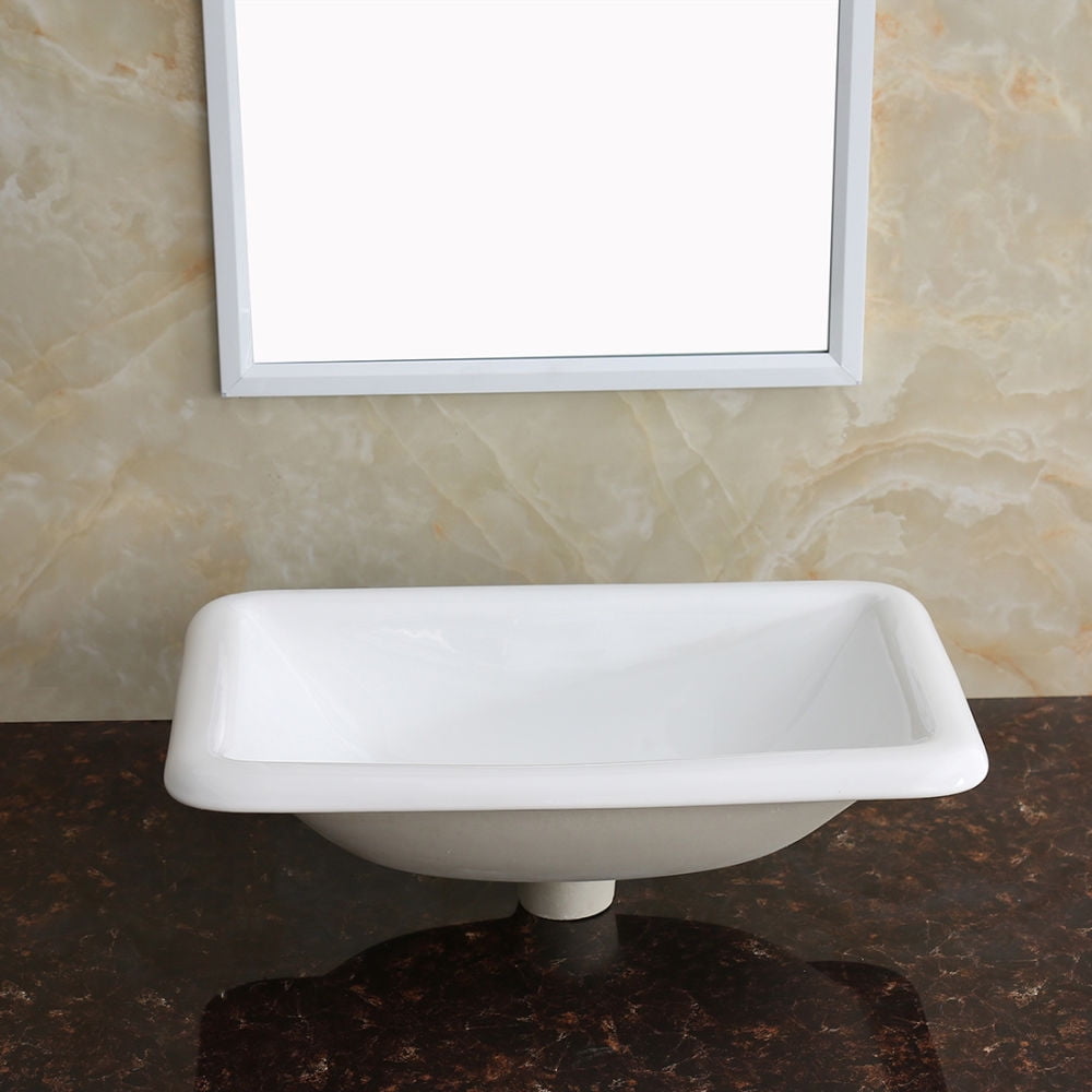 Kepooman 1027W Top Mount Vanity Sink, Porcelain Drop in Basin for Bathroom, White, 22" x 15"