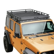 EAG 4 Door Roof Rack Cargo Basket with Wind Deflector Fits for 18-21 Wrangler JL
