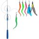 thumbnail image 1 of Juguete de plumas para gatos, caña de pescar retráctil interactiva, juguete para gatos con 1 varita mágica + 5 gusanos de repuesto para gatos y gatitos, 1 of 5