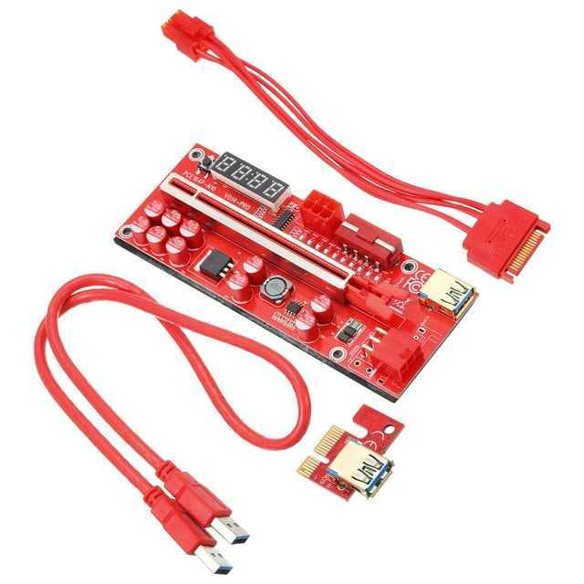 Unique Bargains PCI-E 1X to 16X Graphics Card Express Extender Riser Adapter Card with Power Cord USB3.0 6P Interface