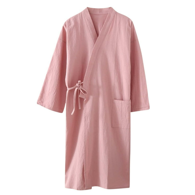 Nfurl Cotton Linen Robes for Women Soft Open Front Dressing Gowns Comfy  Belted Long Bathrobe Solid Long Sleeve Lounge Robe with Pockets Cozy  Pajamas Petite - Walmart.com