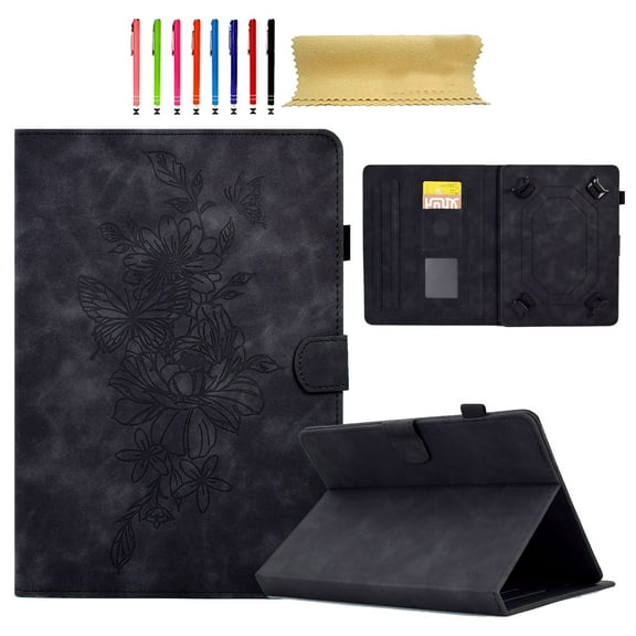 for Universal 7.5-8.5 Inch tablet, Premium Luxury PU Leather Cover Folio with Dual Stand Case Cover with Stylus Slot & Card Slots for iPad Mini 7.9 Series/Kindle Fire HD 8/Samsung Tab A 8.0, Black