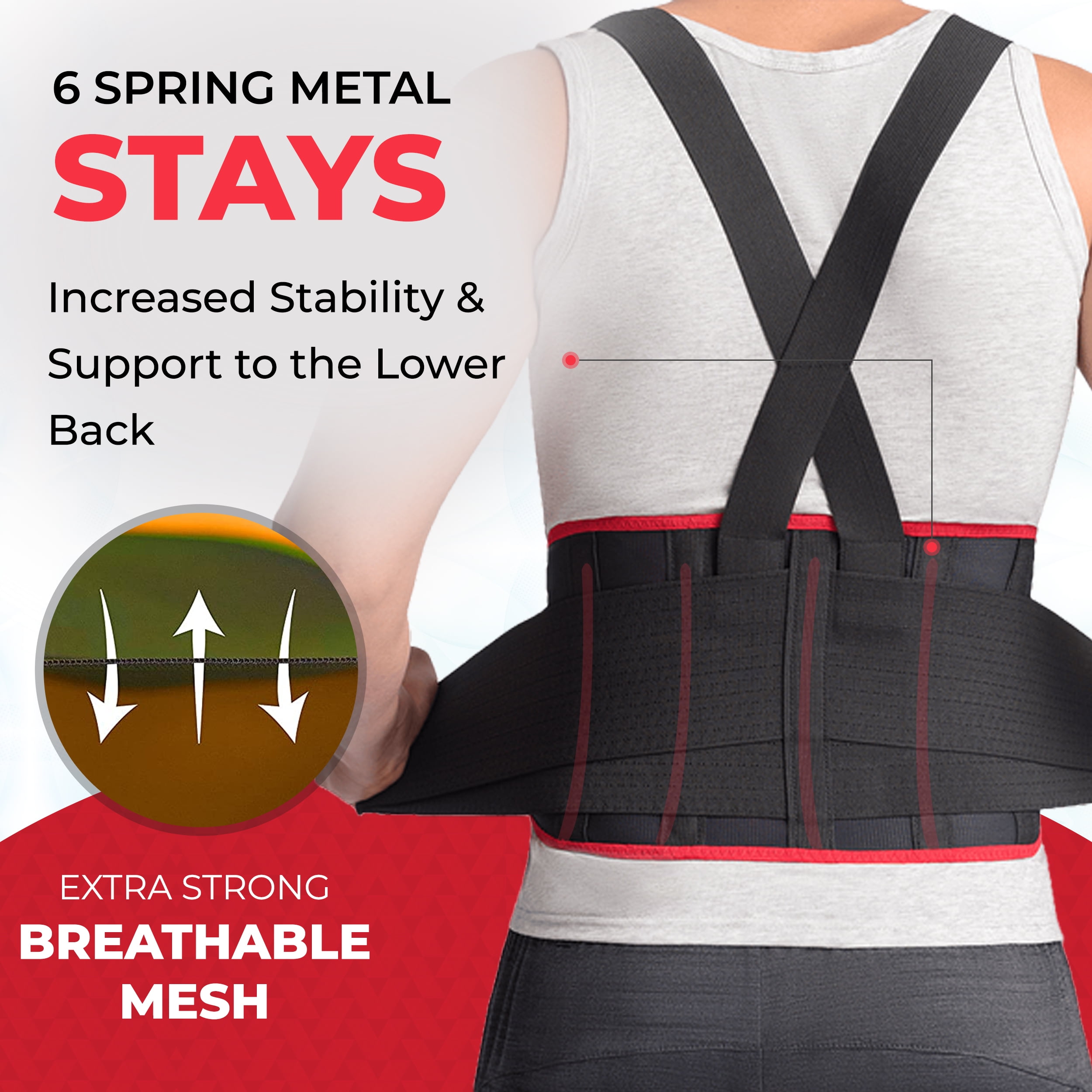 MAXAR Work Belt, Industrial Lumbosacral Support Back Brace (Deluxe)