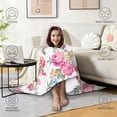 thumbnail image 4 of Wearable Blanket,Pioneer Flower Floral Print Pattern Hooded Wearable Flannel Blanket for Adults & Teens with Buckle,Winter Poncho Shawl Wrap Cape,60"x80", 4 of 5