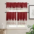 thumbnail image 2 of Merry Christmas Kitchen Curtains and Valances Set, Xmas Tree Forest Snowflake Red Rod Pocket Window Valance 18 Inch Window Curtain Panels for Living Room Bedroom Laundry, 27.5x24in, 3 Pieces, 2 of 7