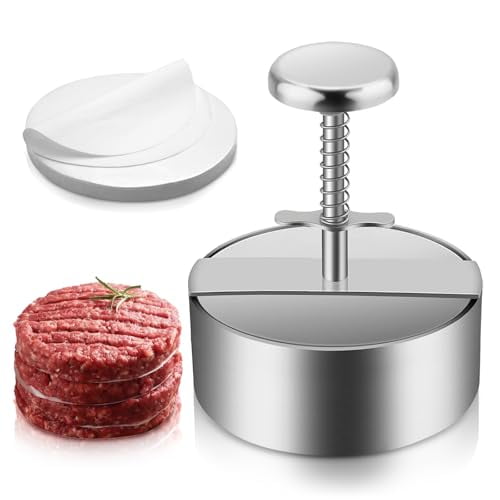 Hamburger Press,5.5 * 5.5 inch Round Burger Maker Press, Adjustable Stainless Steel Burger Patty Press for Kitchen BBQ & Sandwich,Hamburger Patty Press - Send Goods from Local Warehouse
