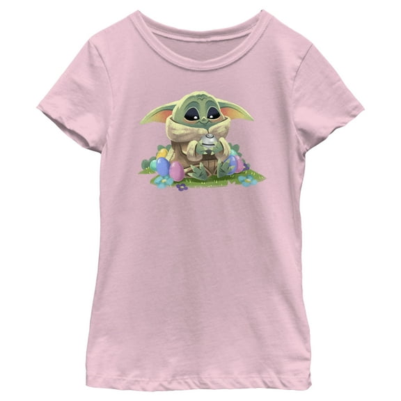Girl's Star Wars: The Mandalorian Grogu Easter Egg Collector Graphic Tee Light Pink Small