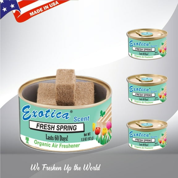 Exotica Car Air Freshener | Spill-proof Can | Organic | For Home & Auto | Long Lasting Freshness | (Pack of 12) (Fresh Spring)