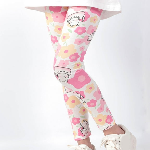Spazoro Toddler Girls Leggings, Stretchy Printed Soft & Comfy Yoga Sports Elastic Waist Outwear Tights Pants Pink Size 4 T