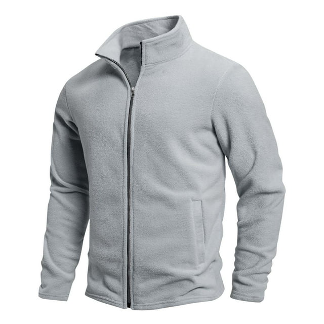 pstuiky Camisas suaves de manga larga para hombre, Chaqueta con capucha y cremallera de manga larga informal de color liso para hombre Tops de hombre l