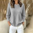 thumbnail image 2 of Edvintorg Womens Sweater Long Sleeve Loose Knit Sweaters Crew Neck Casual Pullover Top Plus Size Fashion Clothing Gray XXXL, 2 of 7