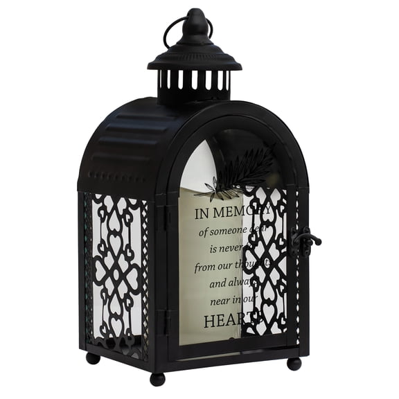 Always Pray Black 9.75 x 5.5 Wood And Glass Decorative Candle Lantern