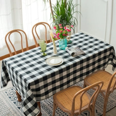 

Eloshman Tables Placemat Lace Stitching Desktop Decor Check Print Elegant Table Flag Waterproof Luxury Multi-color Square Plaid Black 110x170cm/43.3x66.9