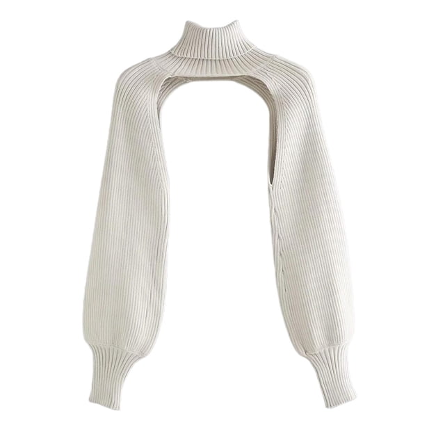 Suéter de punto jersey Zulema cuello alto manga larga blanco