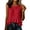 Red, variant on Womens Tanks Tops Round Neck Sleeveless Peplum Ruffle Hem Layered Hem Casual Blouse Loose Fit Cotton Linen Summer Cami Shirts Gray S