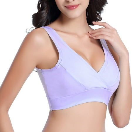 Pavied Wireless Bras Seamless Bras Bralettes for Women Womens Nursing Maternity Bra Front Wraps Breathable Wire Sleep Nursing Bra Breastfeeding Full Coverage Bras Womens Bras Purple 4XL