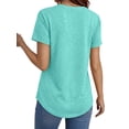 thumbnail image 4 of MOSHU Deep V Neck Womens Tops Curved Hem Shirts for Women Fashion Trendy Blouses Casual Loose Fit Tees Tops, 4 of 9