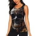 thumbnail image 1 of KLL Gold Pattern Black Skull Print Womens Tank Top Sleeveless Workout Tops Athletic Running Shirts Yoga Gym Clothes-Small, 1 of 7