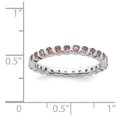 thumbnail image 5 of Solid 925 Sterling Silver Stackable Pink Tourmaline October Gemstone Ring Eternity Band Size 10, 5 of 6