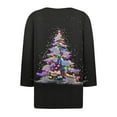 thumbnail image 4 of Christmas Sweaters for Women Striped Sweatshirt Purple Crewneck Sweatshirts Vintage Long Sleeve Fall, 4 of 5