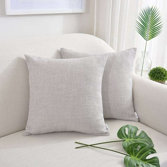 Set of 2, Amazing Soft Linen Burlap Throw Pillow Cover Pliancy Decorative A nt Cushion Covers Sq re Pillowcase for Sofa Chair, 20 x 20 inch, Grey