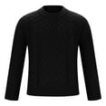 thumbnail image 4 of Wyobmus Men's Crew Neck Sweater Slim Fit Lightweight Sweatshirts Cable Knit Long Sleeve Solid Pullover Black, 4 of 6