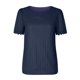 thumbnail image 3 of Fiudx Ofertas Relámpago Moda Mujer Cuello Redondo Manga Corta Blusa Camiseta Encaje Sólido Suelto Tops, 3 of 6