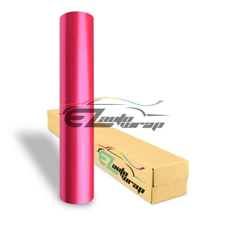 Pink Car Decal (EZAUTOWRAP Pink Anodized Chrome Car Vinyl Wrap Sticker Decal Matte Metallic Bubble Free Air Release)